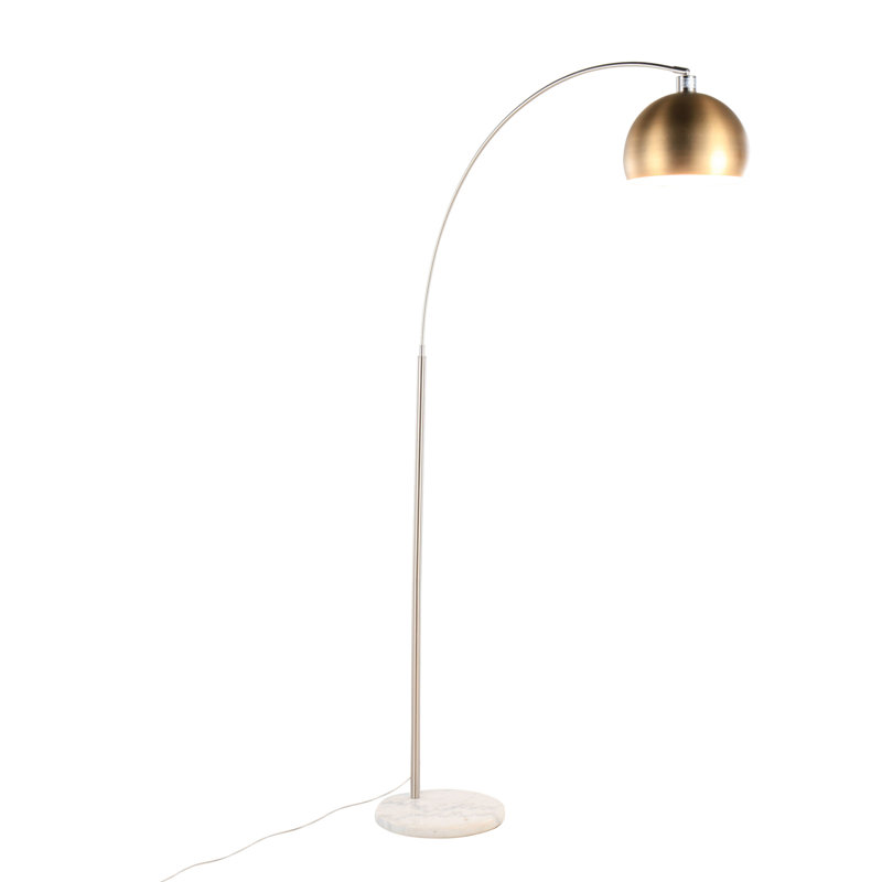 March Contemporary Floor Lamp, White Marble/Nickel 