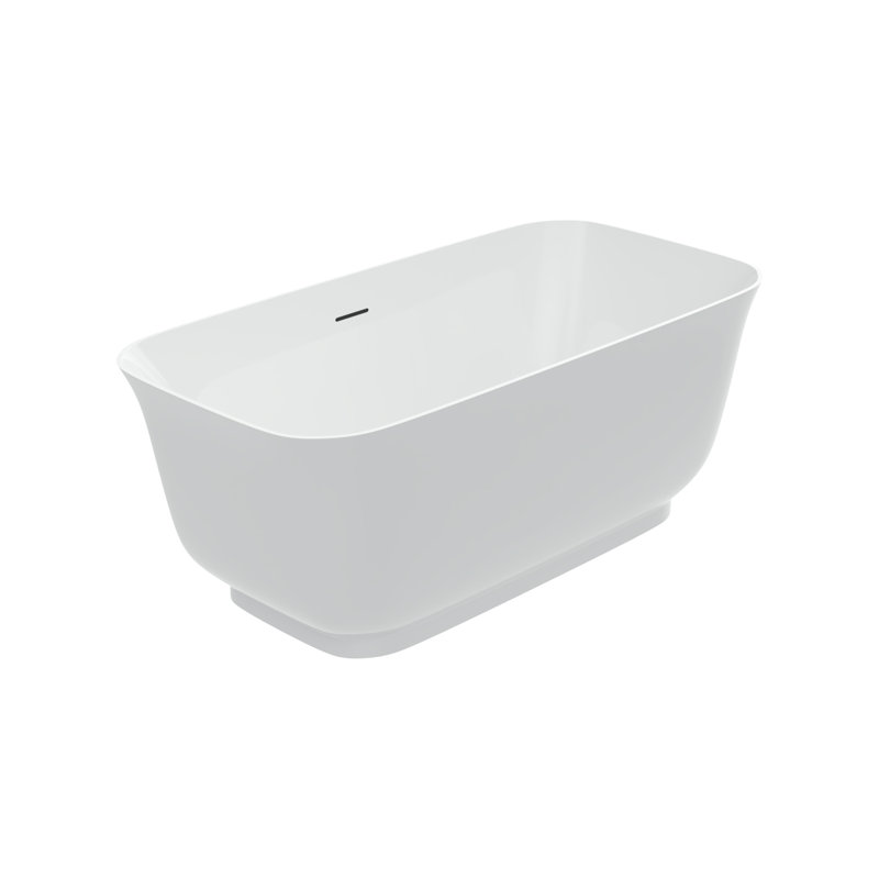 Baignoire de trempage autoportante en acrylique de 59,1 po x 29,6 po Mina, Blanc