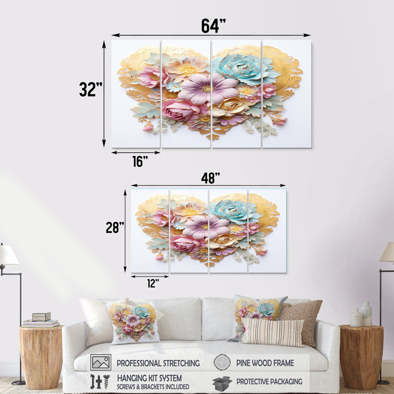 Mignault - Ensemble de 4 décorations murales abstraites, H 28 po x l 48 po