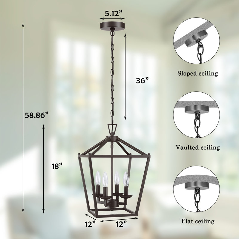 Luminaire suspendu géométrique à 4 lumières Dobson, Bronze