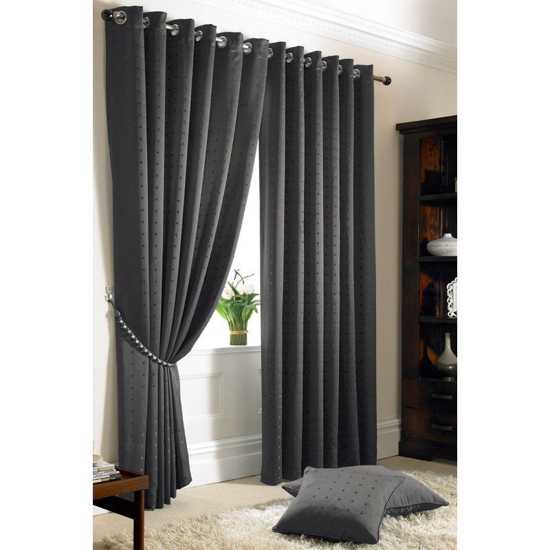 Norush Madison Eyelet Ring Top Curtains, 167 W x 182 D cm, Grey