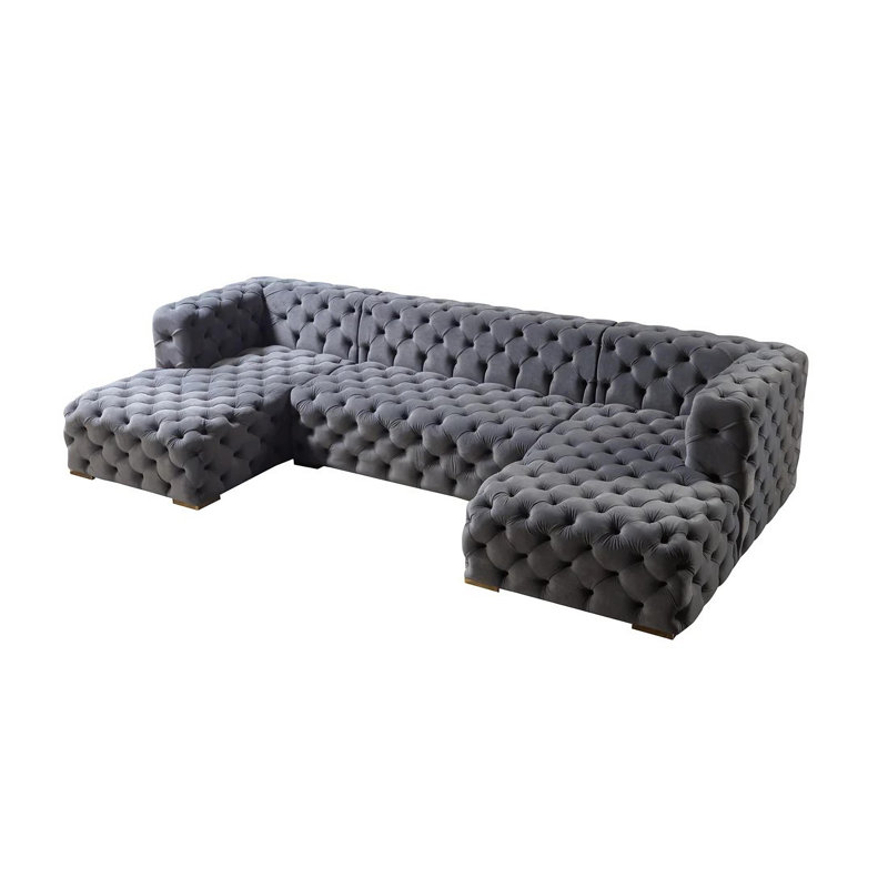 Canapé modulaire Madele, Velours gris