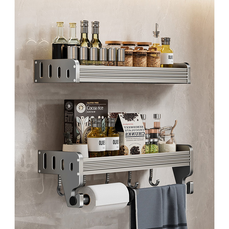 Wall Mounted Kitchen Storage Rack - No Drilling Required, Multi-Functional Spice Rack For Home Use