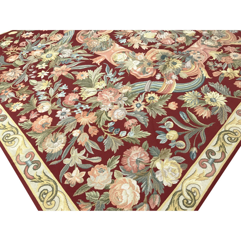 Hand-Knotted High-Quality Red and Beige Area Rug
