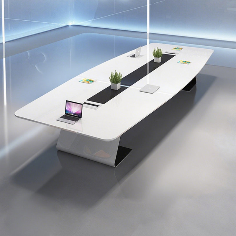 Table de conférence moderne blanc brillant, H 29,53 po x L 118,11 po x l 51,18 po