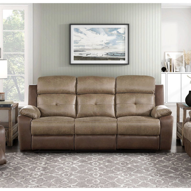 Canapé inclinable double moelleux en microfibre brun