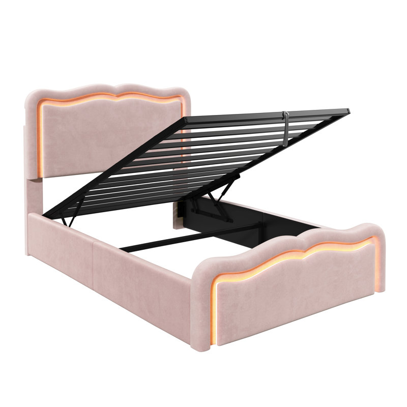 Upholstered Ottoman Bed, Pink