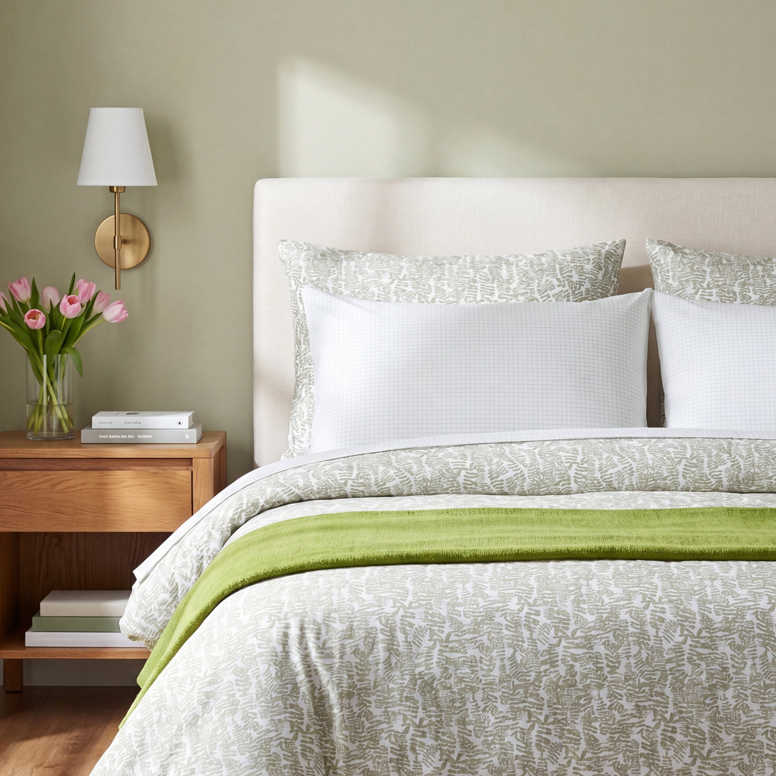 Fern Single Duvet Cover, Olive, King Duvet Cover