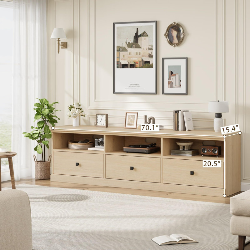 TV Stand For Tvs Up To 75", Natural/Black