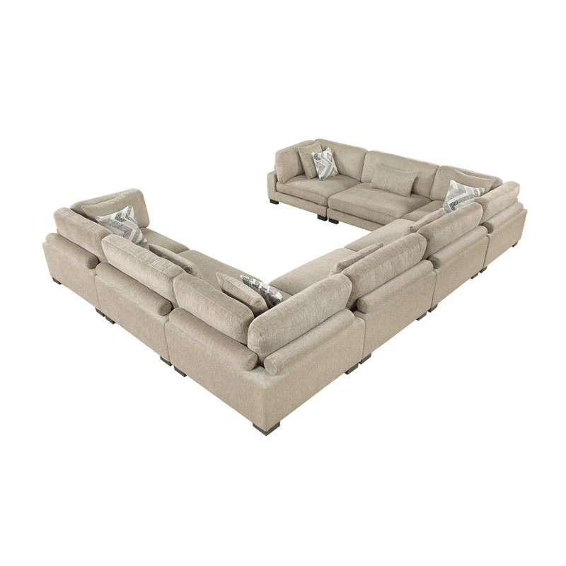 Canapé modulaire 8 pièces Connell, Microfibre/microsuède brun