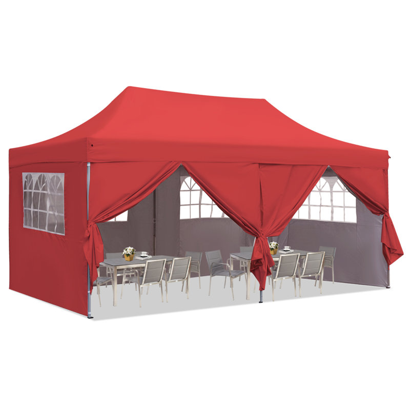 20 pi L 10 pi. D Auvent escamotable en acier, Rouge