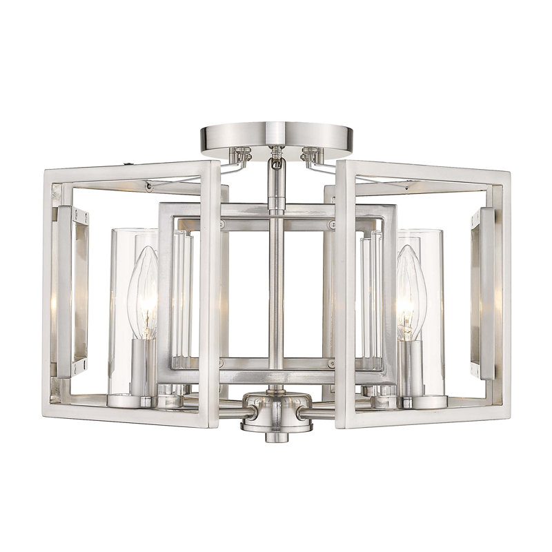 Newlin Glass Semi Flush Mount, Pewter