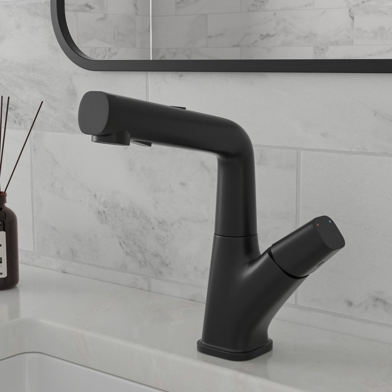 Stainless Steel Strechable Single-hole Bathroom Sink Faucet 3-Function Single Handle Free Lifting Bathroom Faucet 1.8 GPM