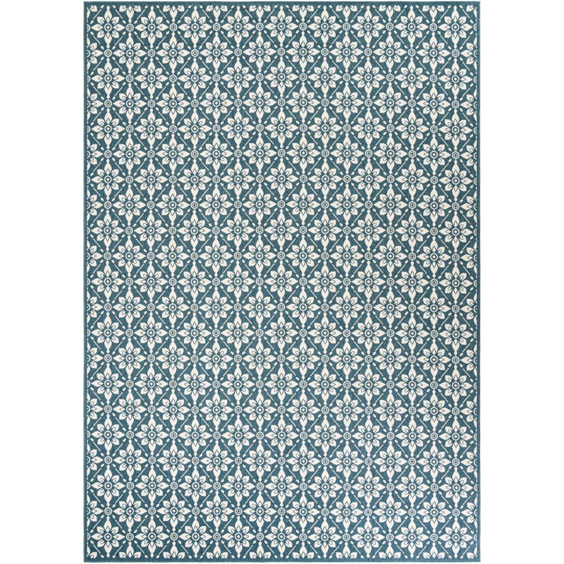 Tapis d'extérieur noir / bleu Aucun, Rectangle 10 pi x 14 pi 1 po