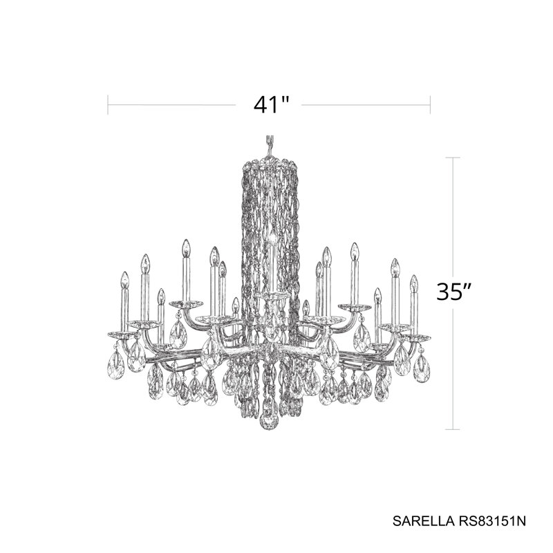 Siena 15 Light 41in x 35in Chandelier in Heirloom Gold with Clear Radiance Crystals, Chinese (K9), Antique Silver