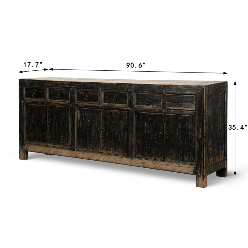 Approx. 91 inches Sideboard with Six Drawers Distressed Black