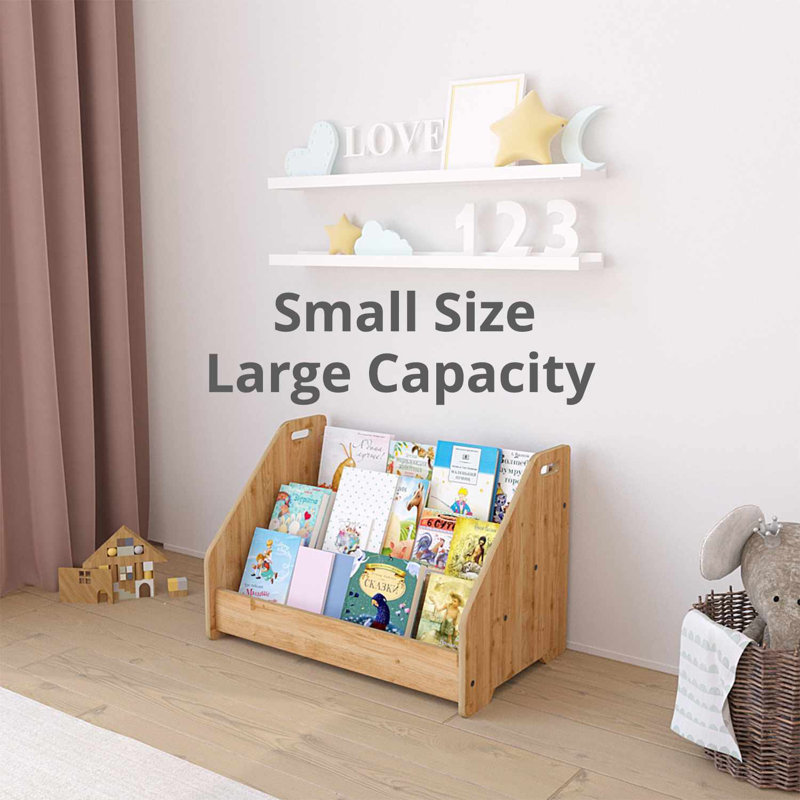 Modern Bookshelf, White & Natural Finish, 22.4 x 15.0 x 13.4 inches | 100% MDF, Thickness: 0.5 inches | Stylish Storage Solution for Home & Office