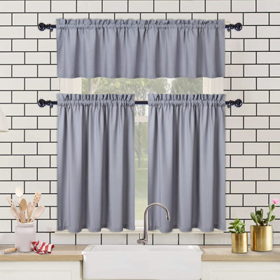 2-Pack Water-Resistant Kitchen Tier Curtains – Rod Pocket Privacy Cafe Curtains, Linen Textured Short Panels – Natural, 30" x 30" for Bathroom, Small Windows
