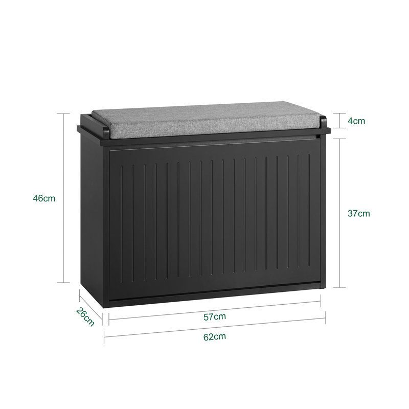 6 Pair Shoe Storage Bench, Black