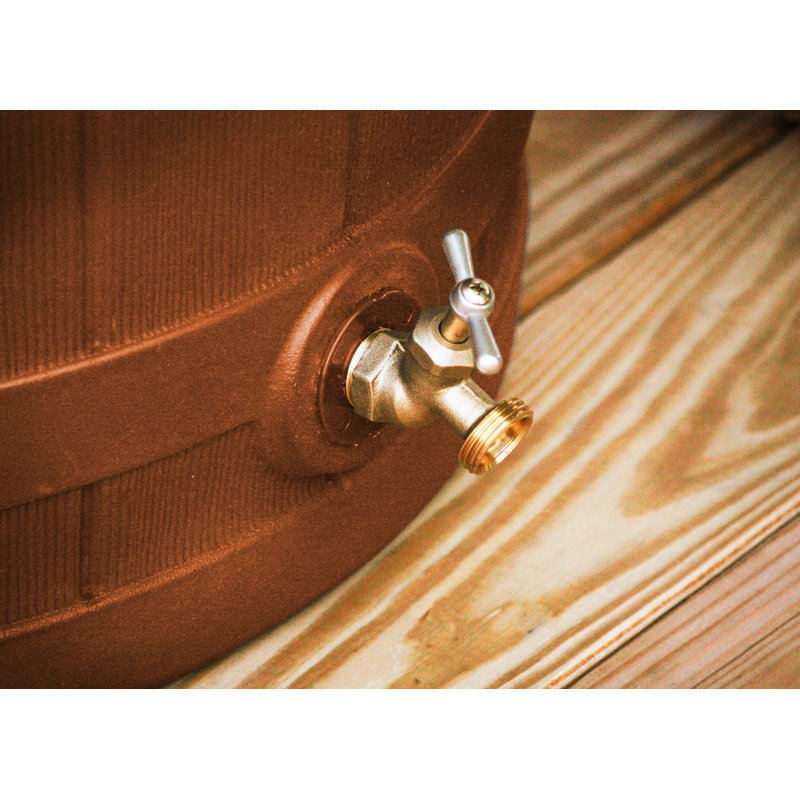 Tonneau de pluie de style whisky avec débordement et robinet Good Ideas, Terra Cotta, H 28,25 po x l 22 po x P 21,5 po