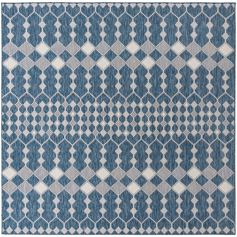 Outdoor Preen Area Rug Denim Color, Square 10'