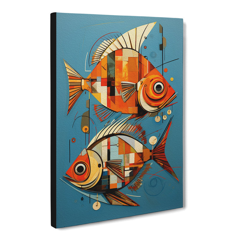 Fish Constructivism Art - Wrapped Canvas