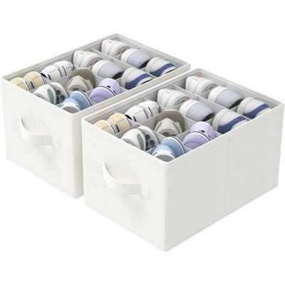 2-pack Foldable Shoe Organizers For Closet White Ivory