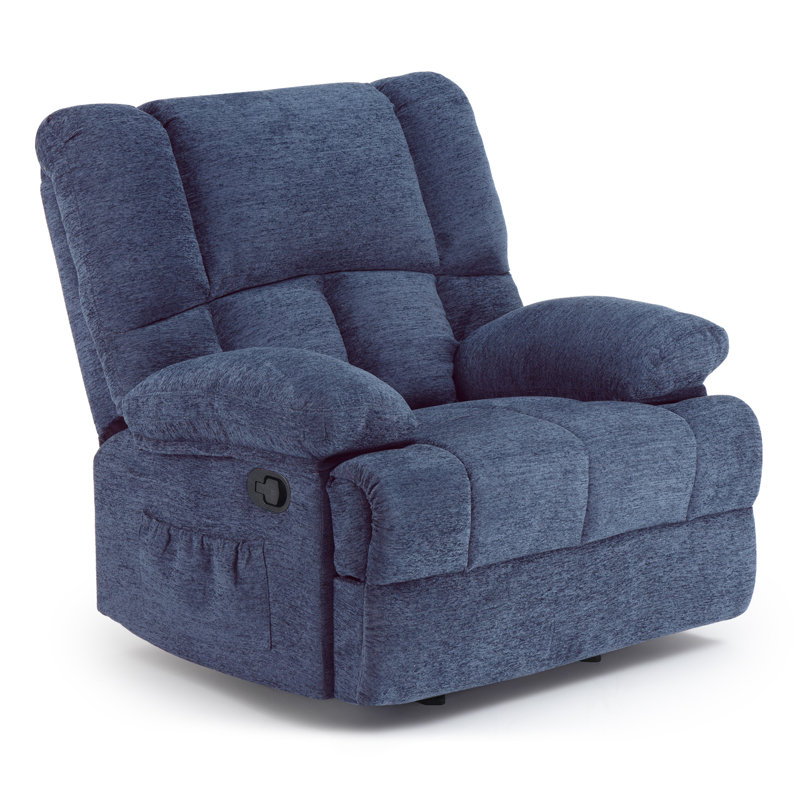 Catherne 40.1" Wide Upholstered Recliner, Blue Performance Chenille