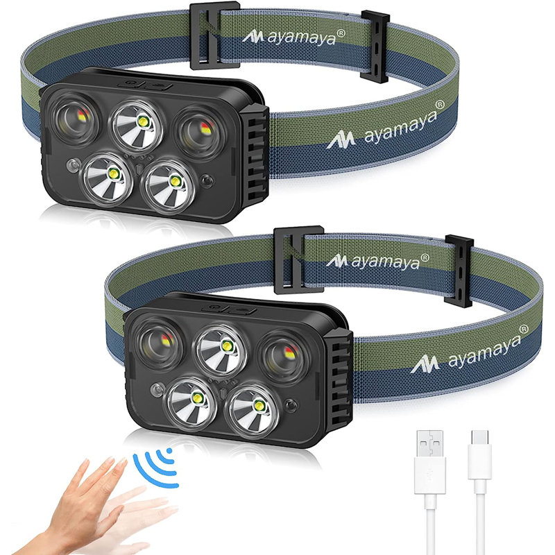 Lampe frontale à DEL intégrée à pile avec 5 lumières