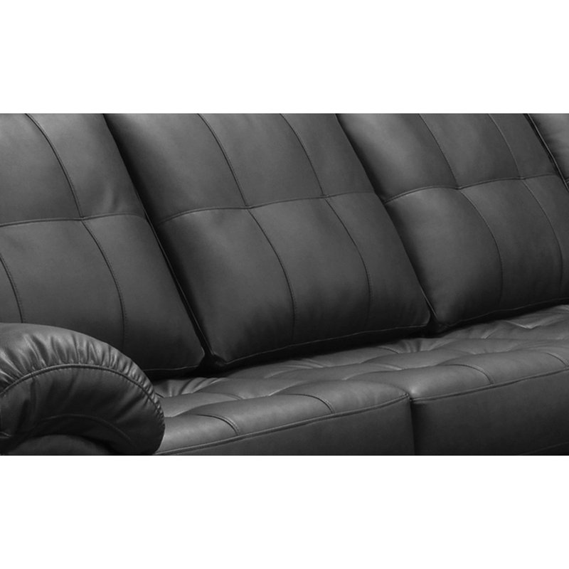 Yarber Upholstered L-Shaped Sectional Right Hand Facing, Black Genuine Leather