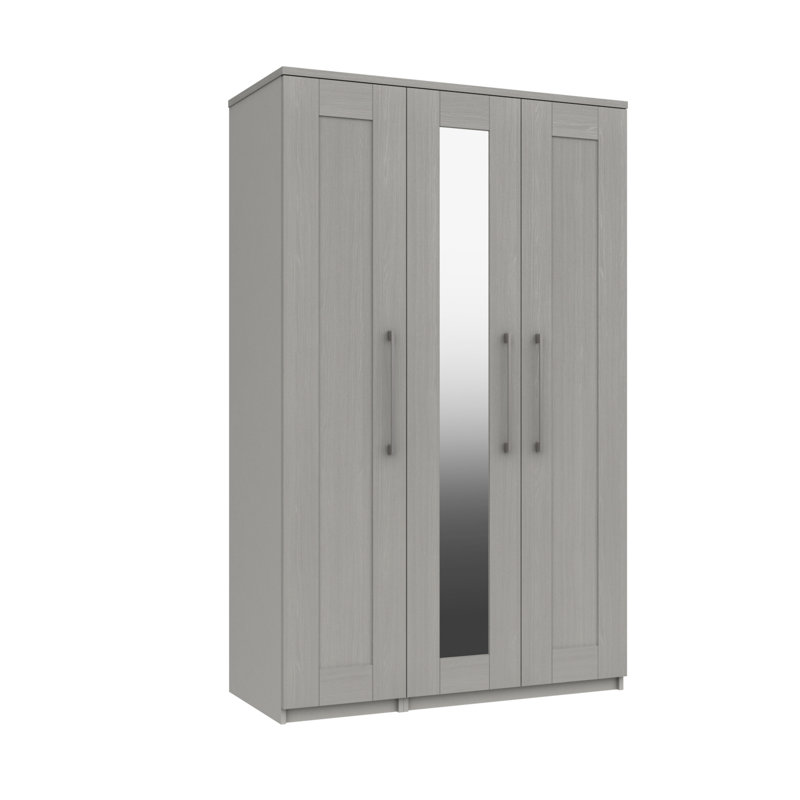 Alishma 3 Door Manufactured Wood Wardrobe, Light Grey