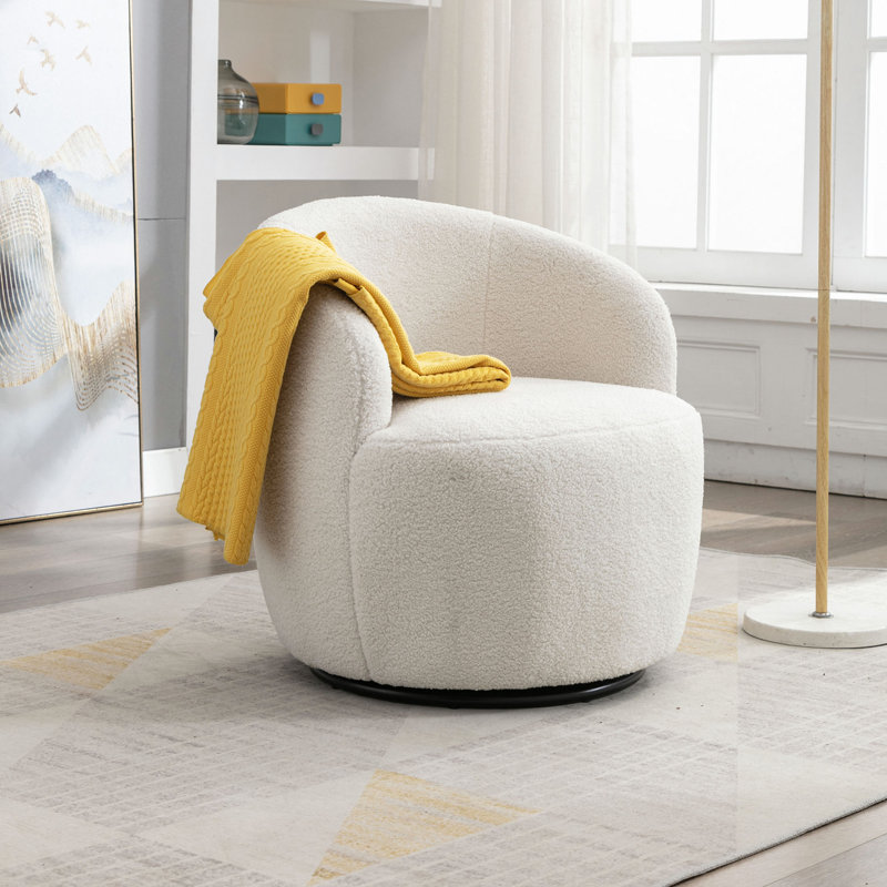 Fauteuil demi-tonneau avec fauteuil Teddy, Tissu ivoire
