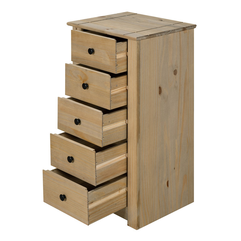 Aadi Solid Wood 46cm W 5 - Drawer Chest of Drawers