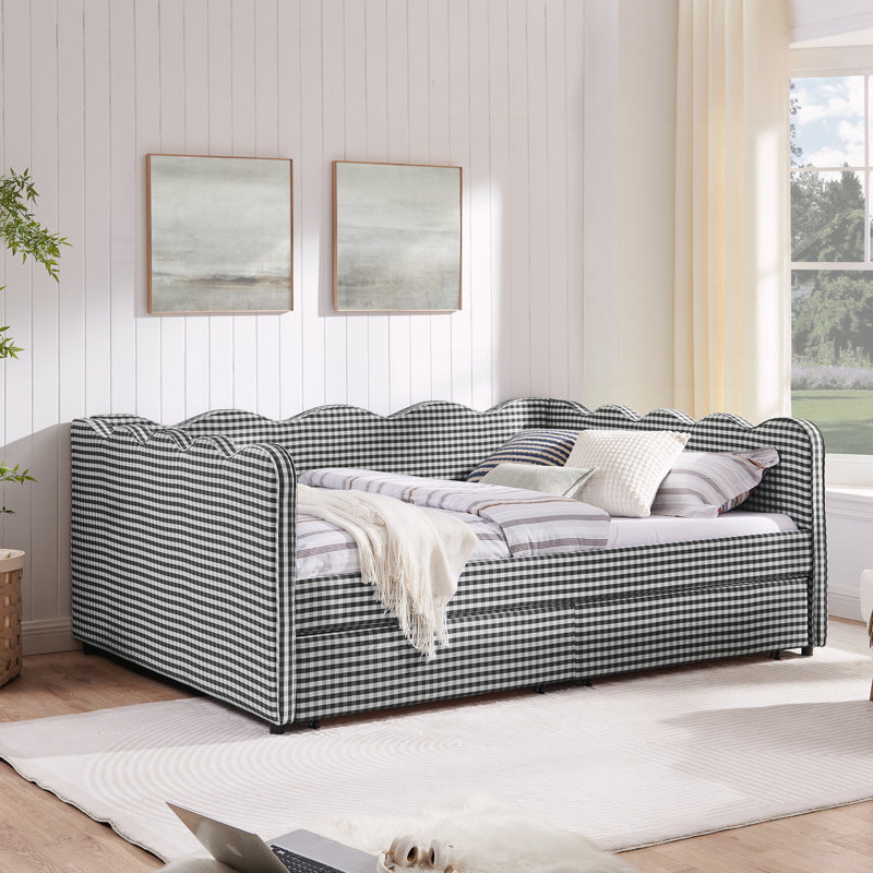 Queen Size Cozy Gingham Daybed, Black
