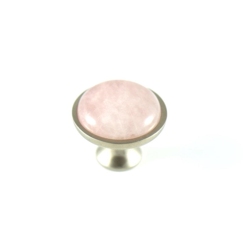 Love Orb 1.25" Diameter Mushroom Knob, Satin Nickel/Pink