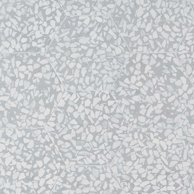 Terrazzo 9" Hexagon Matte Terrazzo Look Porcelain Tile, Hex Azulio