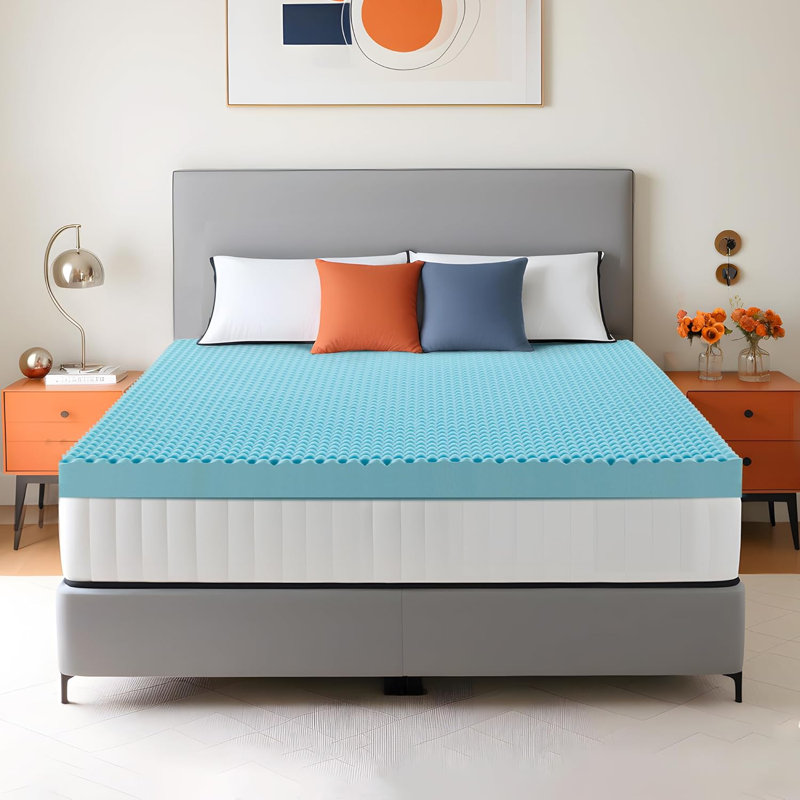 Twin XL Mattress Topper, 2 Inch Gel Memory Foam Egg Crate Mattress Topper, Cooling Breathable Lightweight Adjustable Pressure Relief Mattress Topper for Bedroom