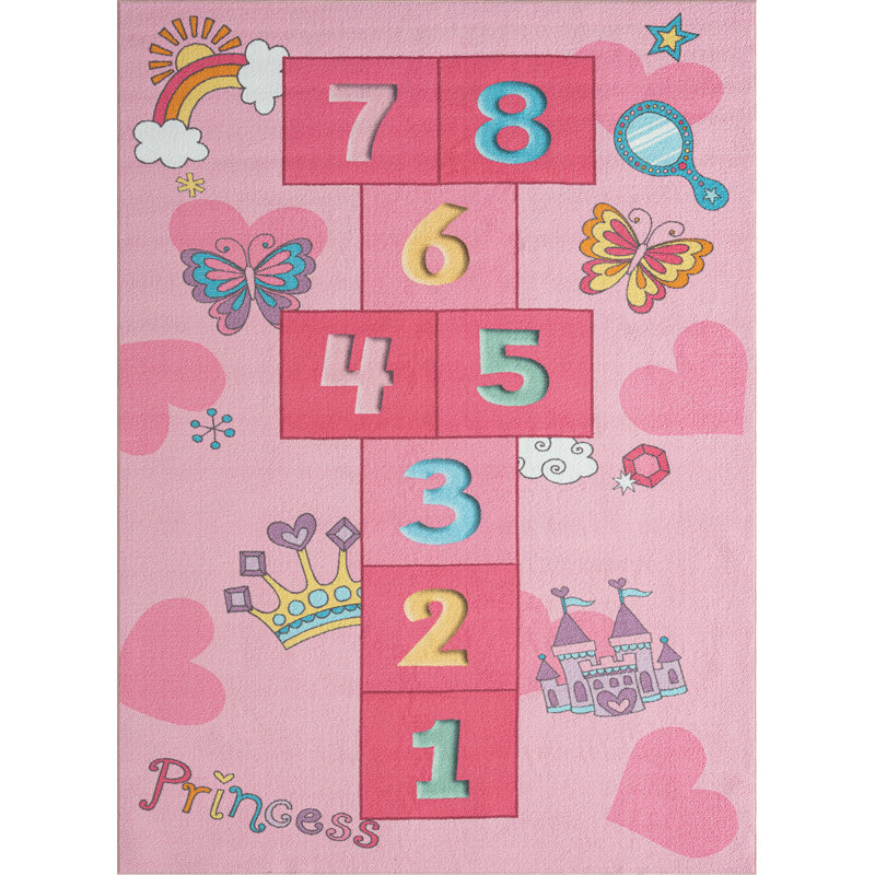 Schermbeck Happy Kids Pink Rug, Rectangle 140 x 200cm