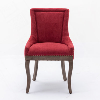 Chaise de salle à manger rembourrée avec pieds cloutés en bois massif