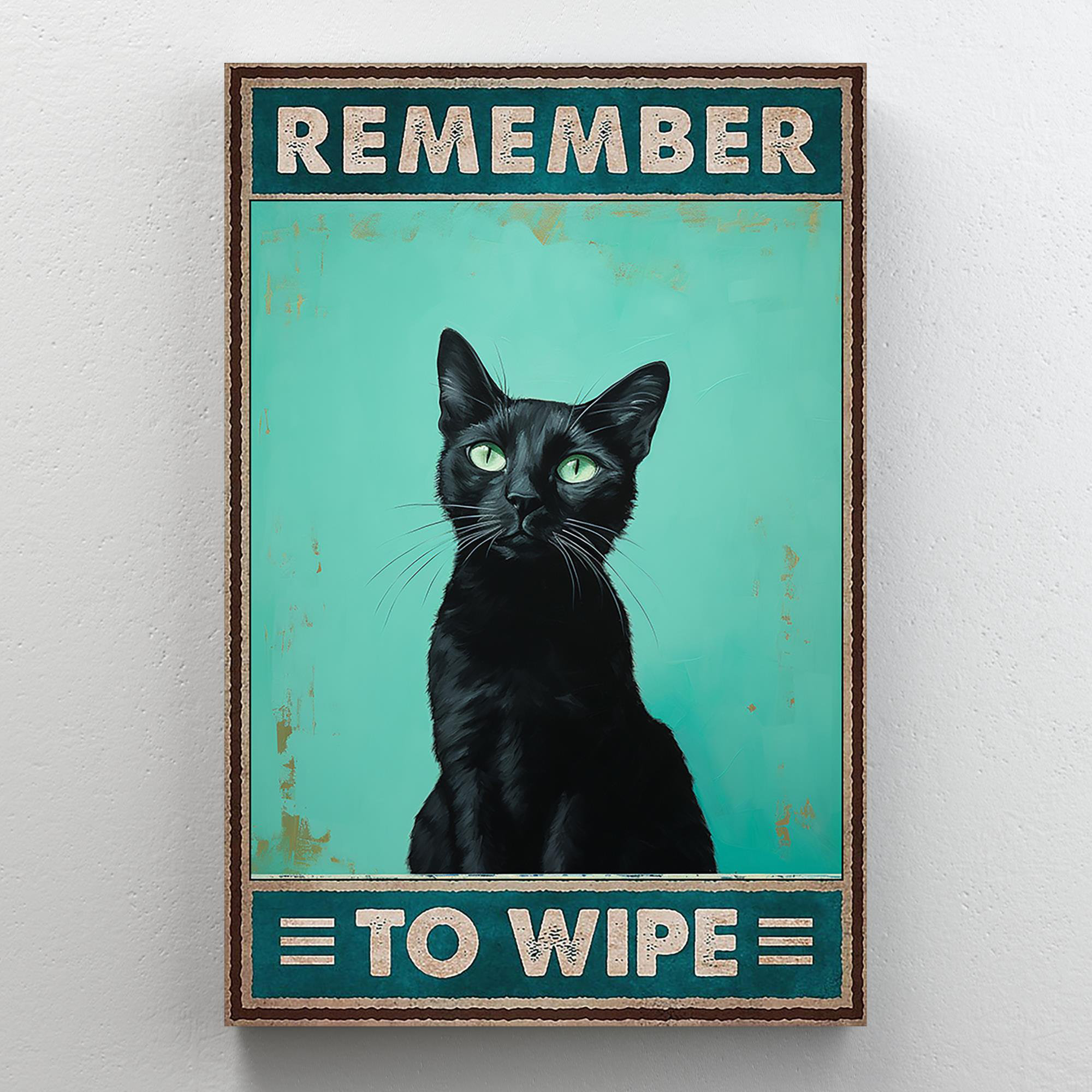 Trinx Black Cat Remember To Wipe 1 Piece Rectangle Gra Black Cat Remember To Wipe On