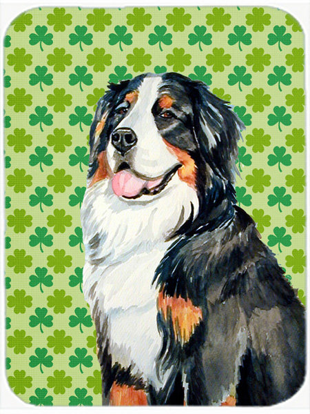 Planche à découper en verre st. patrick carolines de la bouvier bernois mountain dog st. patrick Shamrock Lucky Irish