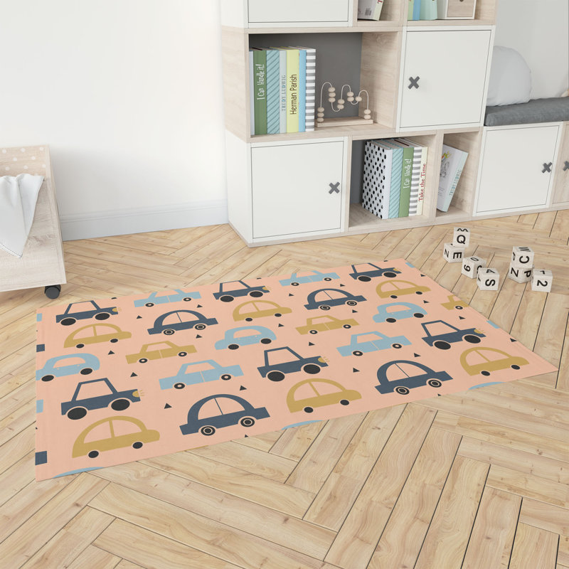 Driveway Colorized Kids Play Mat, Orange, Rectangle 4' x 6'