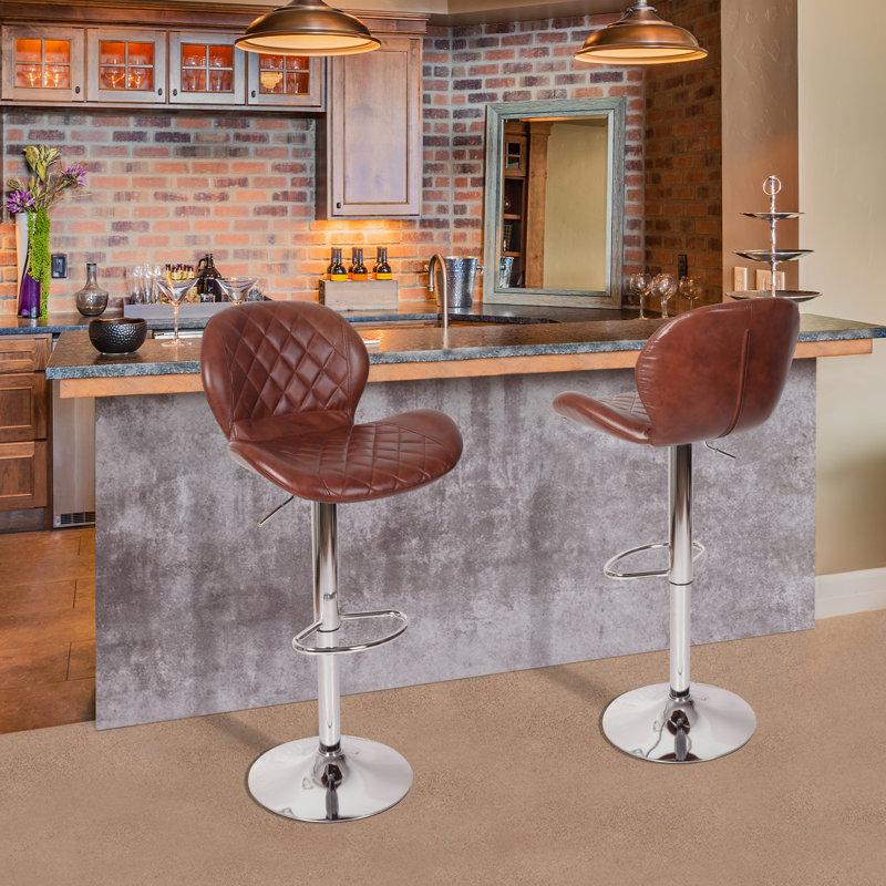 Dondale Swivel Upholstered Adjustable Height Counter Stool with Metal Frame, Brown