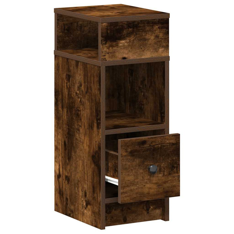 Rozario 25cm W Manufactured Wood Bedside Table, 1, Smoked Oak