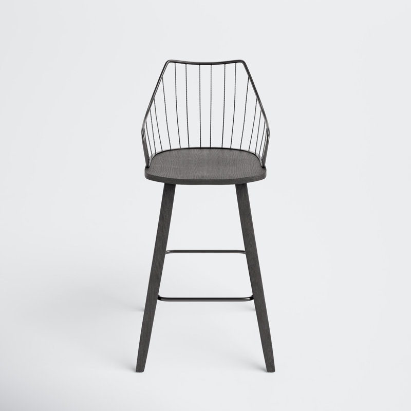 Lipman Solid Wood 25.75" Counter Stool, Black