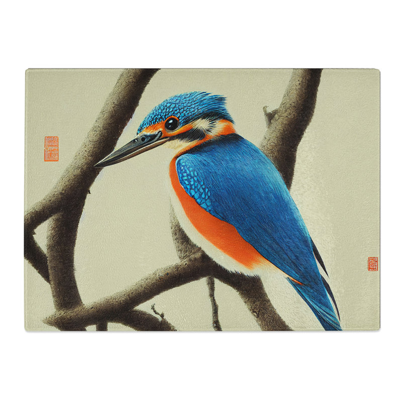 Ideal Kingfisher Bird  Glass Chopping Board