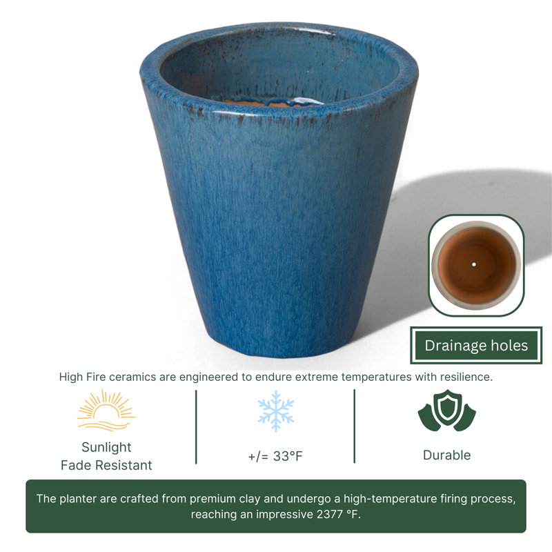 Lowden Handmade Ceramic Planter, Blue, 12" H x 12" W x 12" D