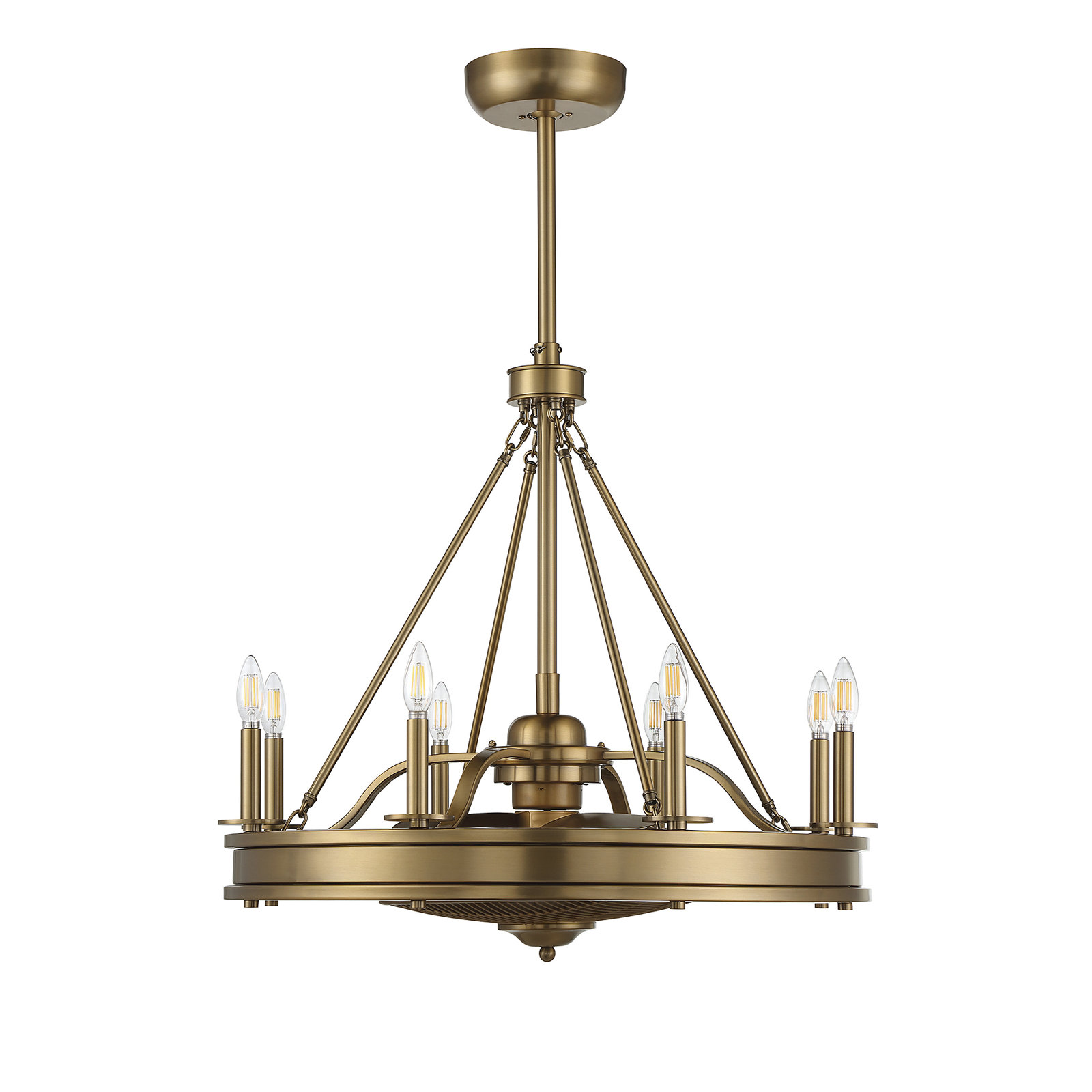 Taylorsville 30" 8-Light Fandelier with Remote Control, Warm Brass