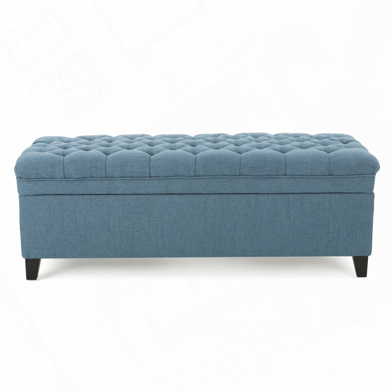 Upholstered Bench With Storage Space, Blue