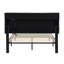 Grand lit plateforme tapissier avec tête de lit capitonnée en lin, station de charge USB, poches latérales, sans sommier, gris foncé-1074339947-1074339944